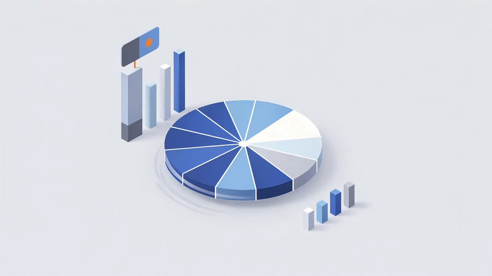 A pie chart and bar graphs display fluctuating data, illustrating keyword seasonality.