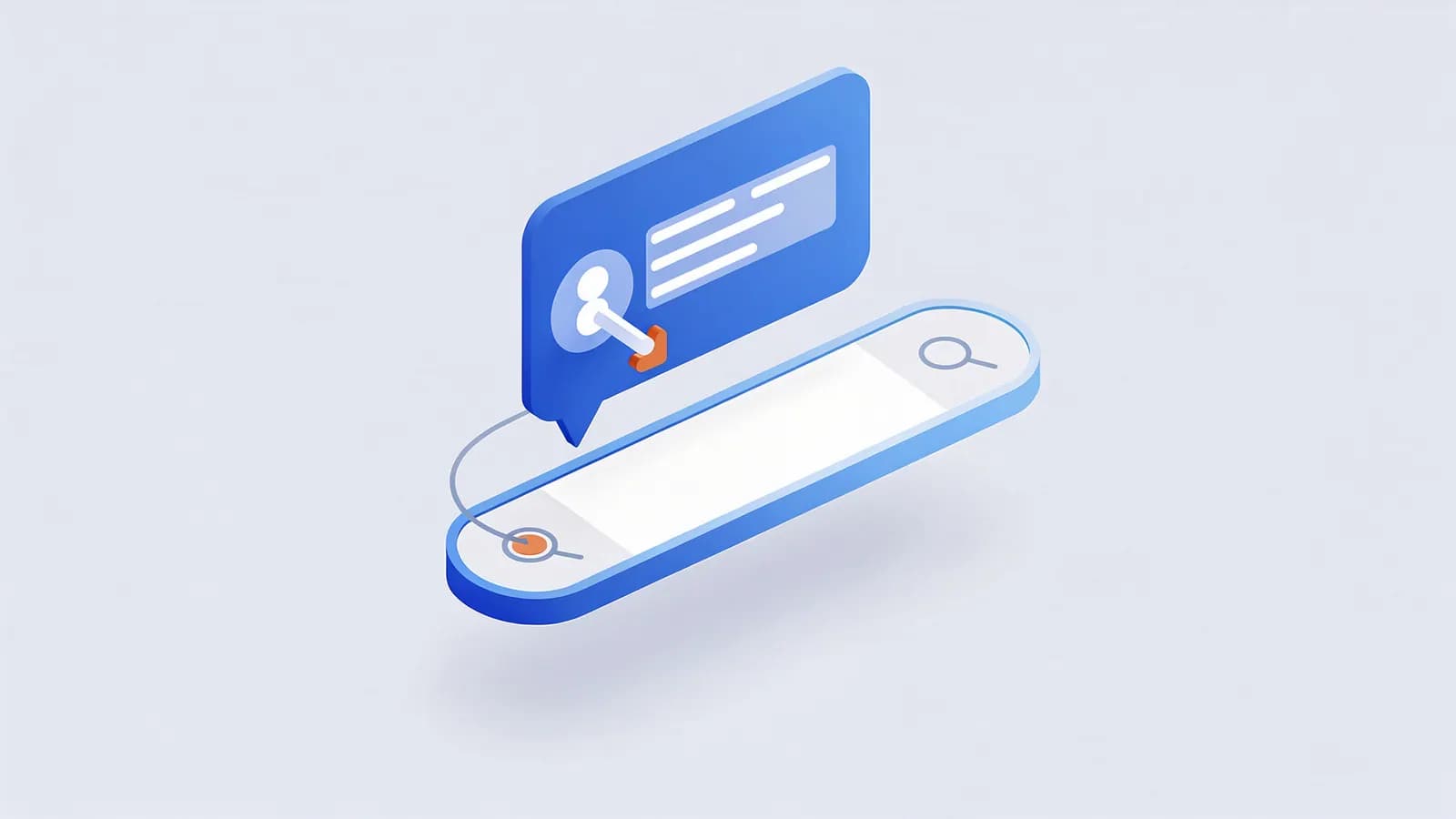 A message bubble with a user icon and information appears above a search bar, illustrating zero-click searches.
