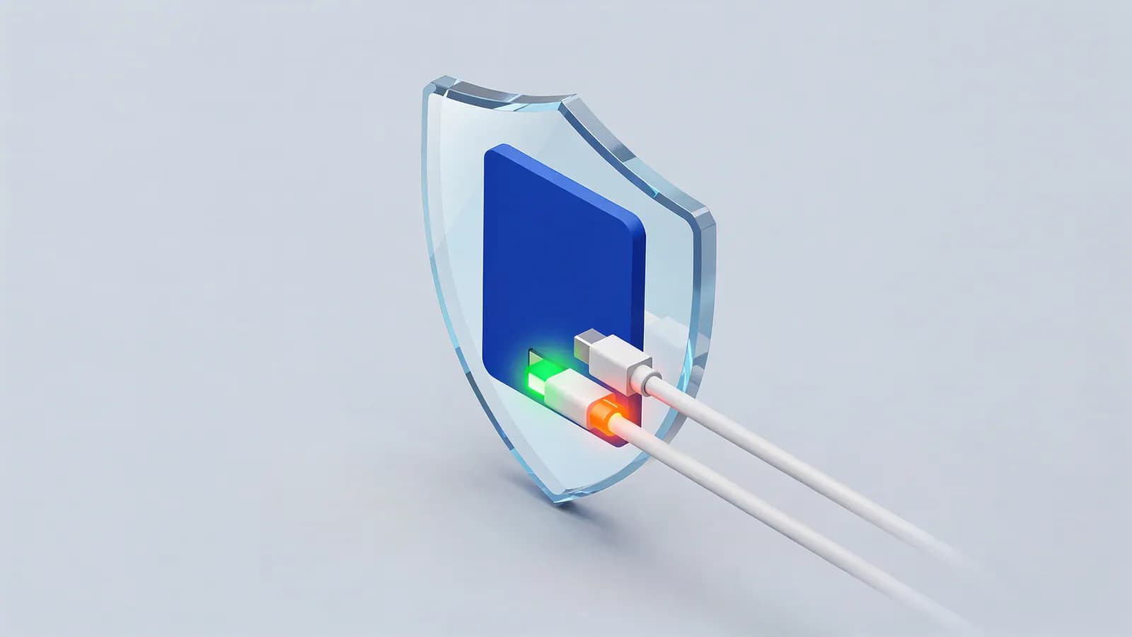 A shield protecting a system with both a secure (green) and an insecure (orange) connection, illustrating mixed content.
